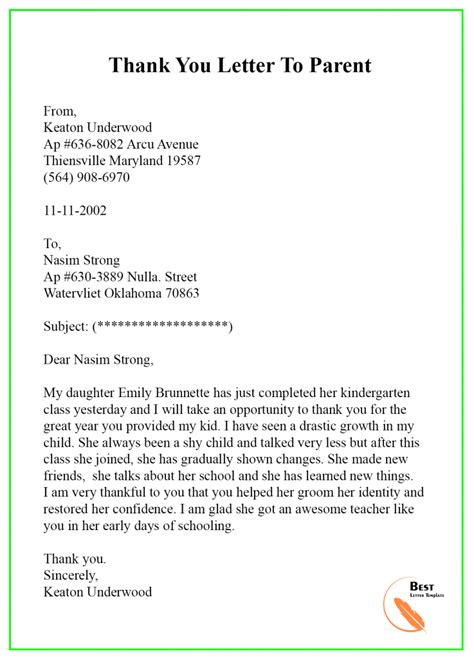 9+ Thank You Letter To Parents - PDF, DOC